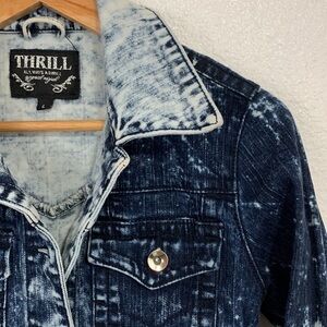 THRILL Bleached Tie Dye Cropped Denim Jackets Juniors Size S